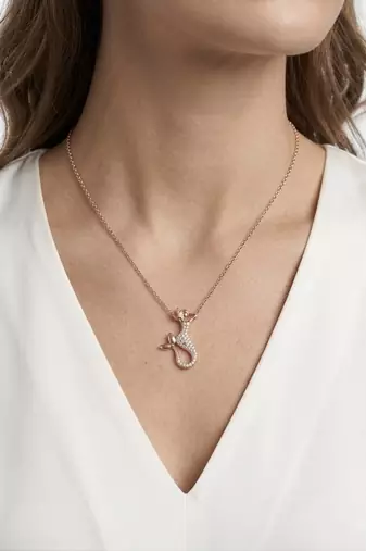 925 Sterling Silver Rose Gold CZ Diamond Mermaid Pendant Necklace for Women