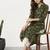 women green & mustard yellow printed straight kurta