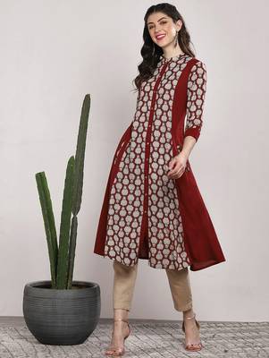 women ethnic motifs printed indie prints kurta 1