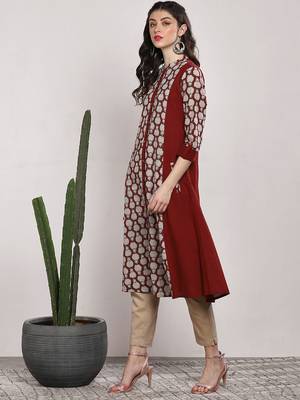 women ethnic motifs printed indie prints kurta 2