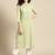women green floral yoke design thread work pastels kurta