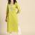women lime green floral embroidered thread work pastels kurta