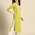 women lime green floral embroidered thread work pastels kurta