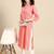 women pink bandhani printed thread work pastels kurta