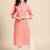 women pink bandhani printed thread work pastels kurta