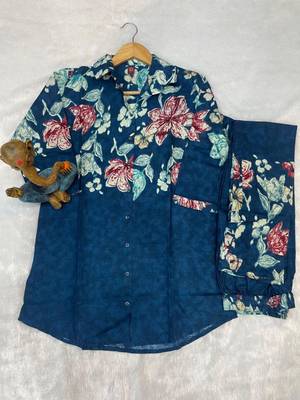 Blue floral printed co-ord set for women 3
