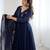  navy blue georgette anarkali suit set with zari & sequins embroidery