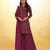 elegant wine sequins striped georgette kurta set with dupatta for women