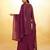 elegant wine sequins striped georgette kurta set with dupatta for women