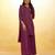 elegant wine sequins striped georgette kurta set with dupatta for women