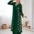 dark green floral embroidered georgette kurta balloon pant set with elegant detailing
