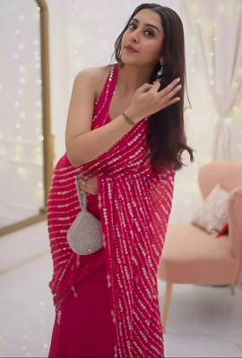 Pink Faux Georgette Fish Cut Lehenga Saree with Sequins Work 2