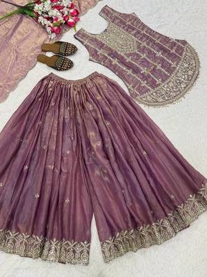 Purple Color  Sequence Embroidery Work Silk Blend Salwar Suit  5