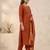 Orange viscose mango silk kurti pant set with jacquard dupatta