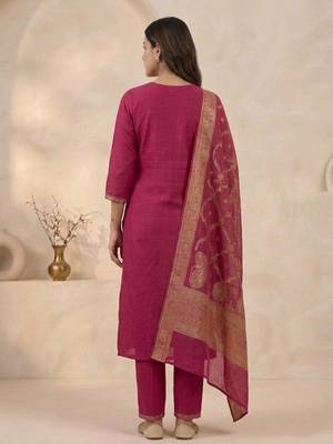 Rani viscose mango silk kurti pant set with jacquard dupatta 2