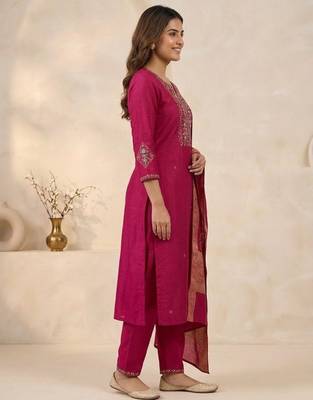 Rani viscose mango silk kurti pant set with jacquard dupatta 4