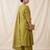 Embroidered green mango silk kurti, plazo & dupatta set