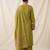 Embroidered green mango silk kurti, plazo & dupatta set