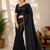 Black Color alpha with beads hand work rich border work Chiffon Saree
