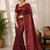 Brown Color alpha with beads hand work rich border work Chiffon Saree
