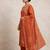 Embroidered orange mango silk kurti, plazo & dupatta set