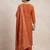 Embroidered orange mango silk kurti, plazo & dupatta set