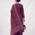Embroidered purple mango silk kurti, plazo & dupatta set