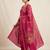 Embroidered rani mango silk kurti, plazo & dupatta set