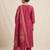 Embroidered rani mango silk kurti, plazo & dupatta set
