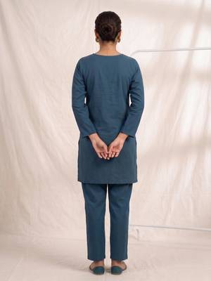 Designer embroidered firozi rayon co-ord set for women 3