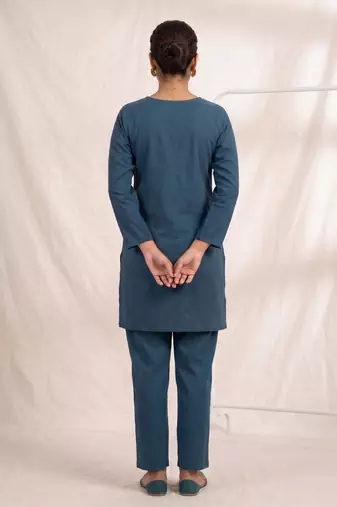 Designer embroidered firozi rayon co-ord set for women