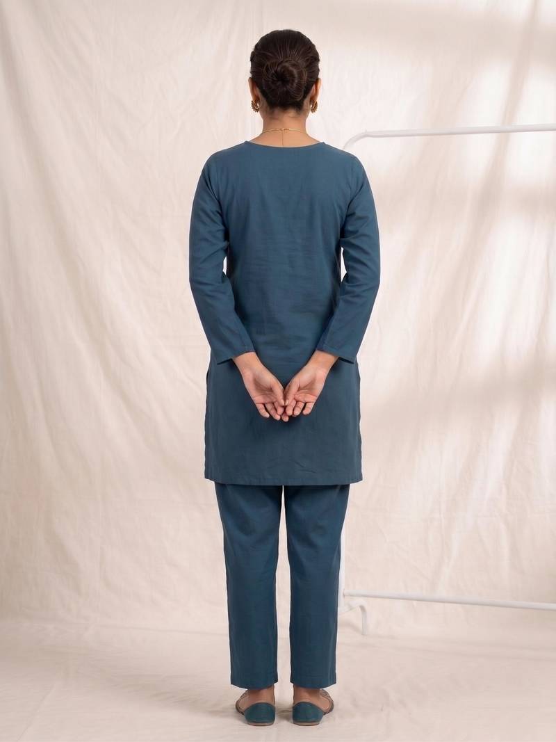Designer embroidered firozi rayon co-ord set for women