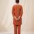 Designer embroidered orange rayon co-ord set for women