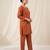 Designer embroidered orange rayon co-ord set for women