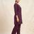Designer embroidered wine rayon co-ord set for women
