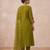  cotton designer green anarkali kurti set with embroidery dupatta