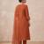  cotton designer orange anarkali kurti set with embroidery dupatta
