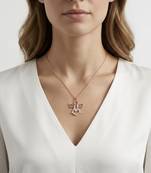 925 Sterling Silver Rose Gold CZ Angel Pendant Necklace  Set for Women
