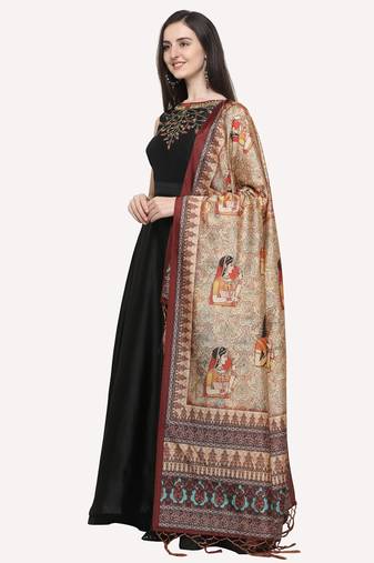 Digital print assam silk dupatta for women and girls to wear on gown chaniya choli kurti etc