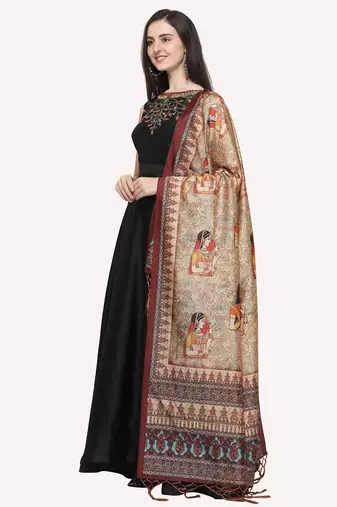 Digital print assam silk dupatta for women and girls to wear on gown chaniya choli kurti etc
