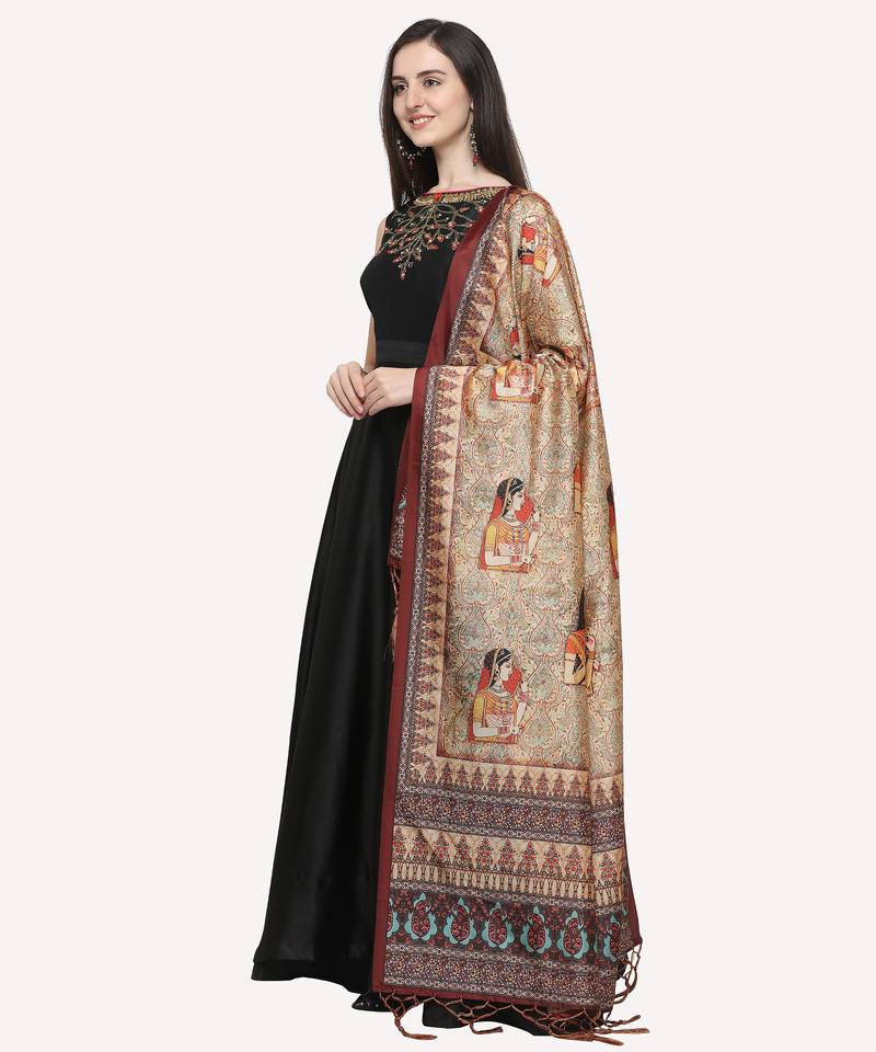 Digital print assam silk dupatta for women and girls to wear on gown chaniya choli kurti etc