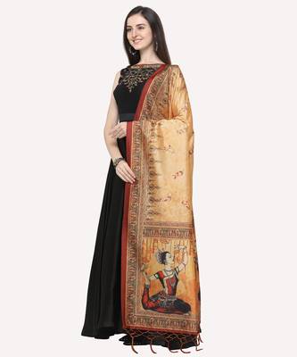 Digital print assam silk dupatta for women and girls to wear on gown chaniya choli kurti etc 1