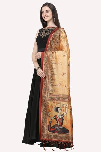 Digital print assam silk dupatta for women and girls to wear on gown chaniya choli kurti etc