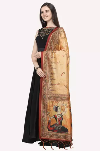 Digital print assam silk dupatta for women and girls to wear on gown chaniya choli kurti etc