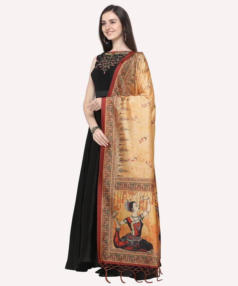 Digital print assam silk dupatta for women and girls to wear on gown chaniya choli kurti etc