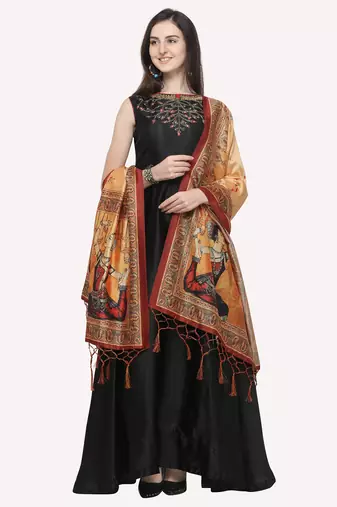 Digital print assam silk dupatta for women and girls to wear on gown chaniya choli kurti etc