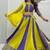 NAVRATRI WEAR YELLOW-PURPLE COLOR SOLID FLARED FREE SIZE STITCH LEHENGA SET FULL STITCHED