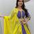 NAVRATRI WEAR YELLOW-PURPLE COLOR SOLID FLARED FREE SIZE STITCH LEHENGA SET FULL STITCHED