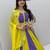 NAVRATRI WEAR YELLOW-PURPLE COLOR SOLID FLARED FREE SIZE STITCH LEHENGA SET FULL STITCHED