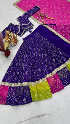NAVRATRI BLUE FAUX GEORGETTE EMBROIDERED LEHENGA SET 5